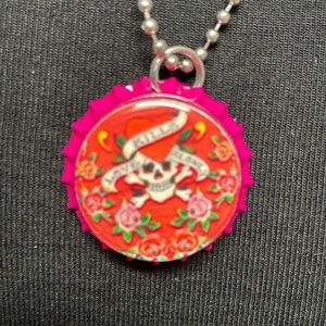 Love Slowly Pink BottleCap Necklace (6)